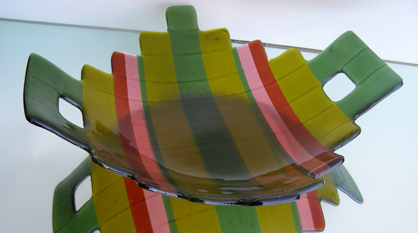 Fused Glass Serving Platter- Green