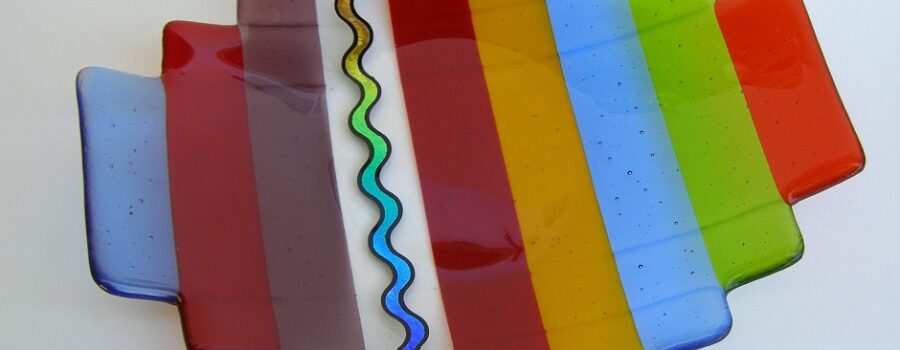 Fused Glass Plate- Multi-Colored