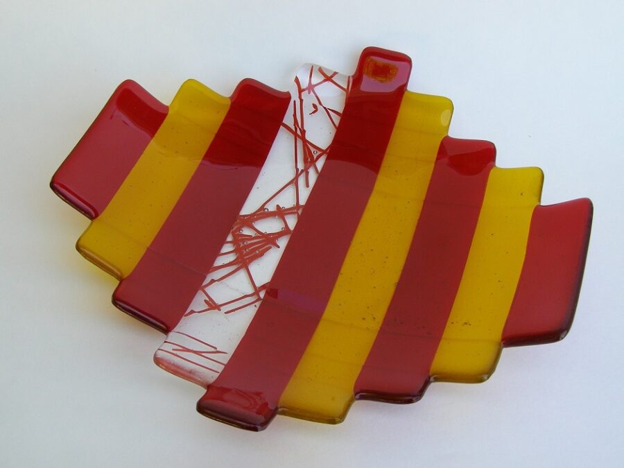 Fused Glass Plate- Red & Yellow
